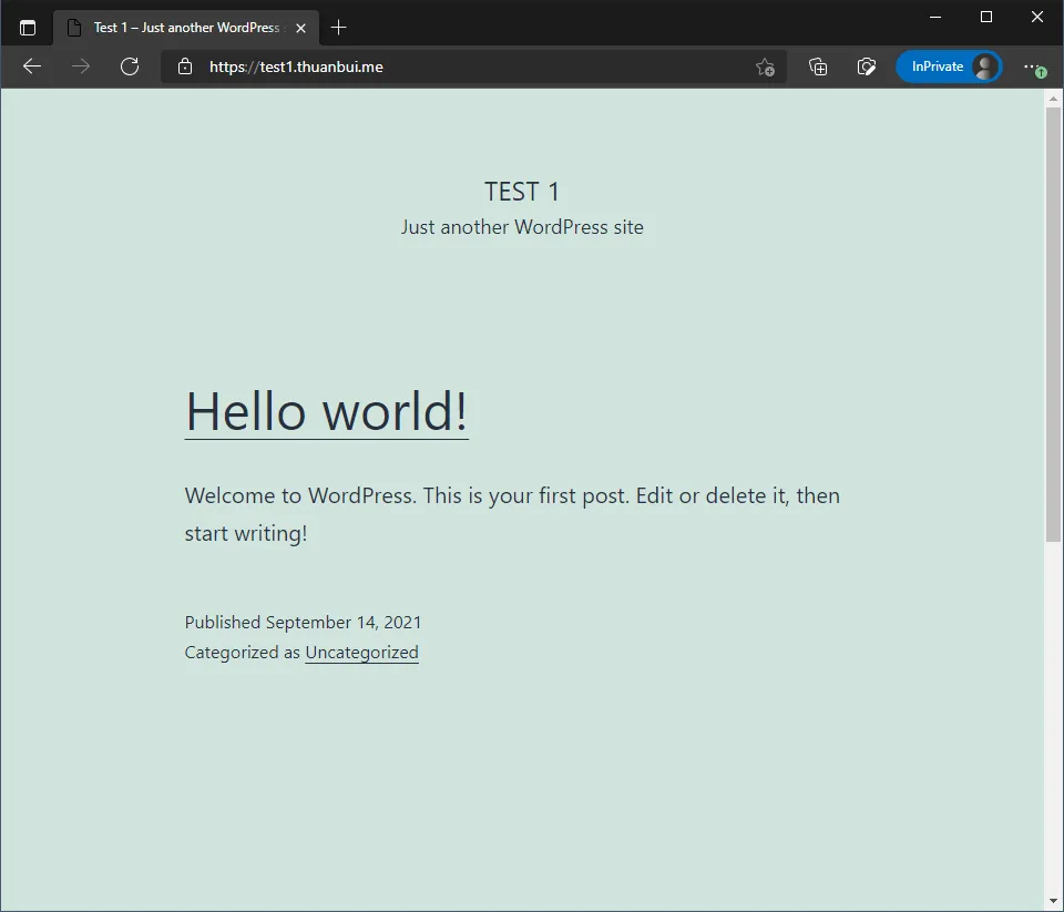 Truy cập vào WordPress thành công theo tên miền